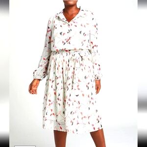 Lane Bryant White and Red Midi Dress